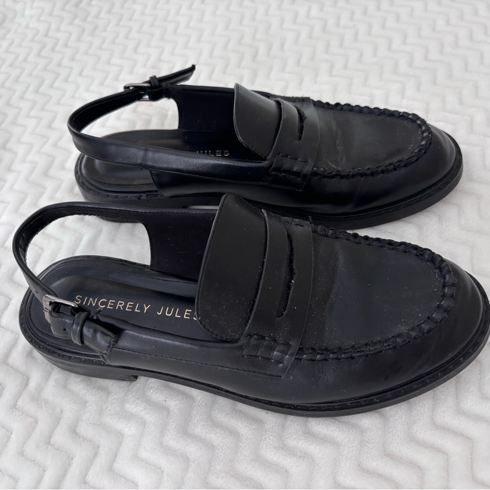 Sincerely Jules Black Slingback Penny Loafers